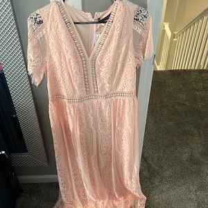 Pink lacy maxi dress size XL